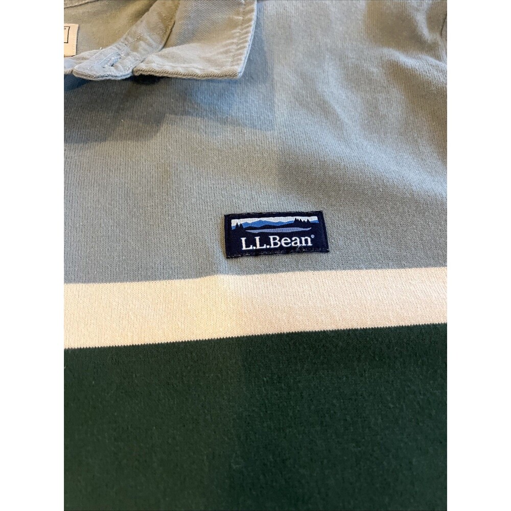 L.L. Bean Men’s Vintage Soft Rugby Stripe Shirt Size XL Blue Green Preppy EUC - Picture 2 of 9